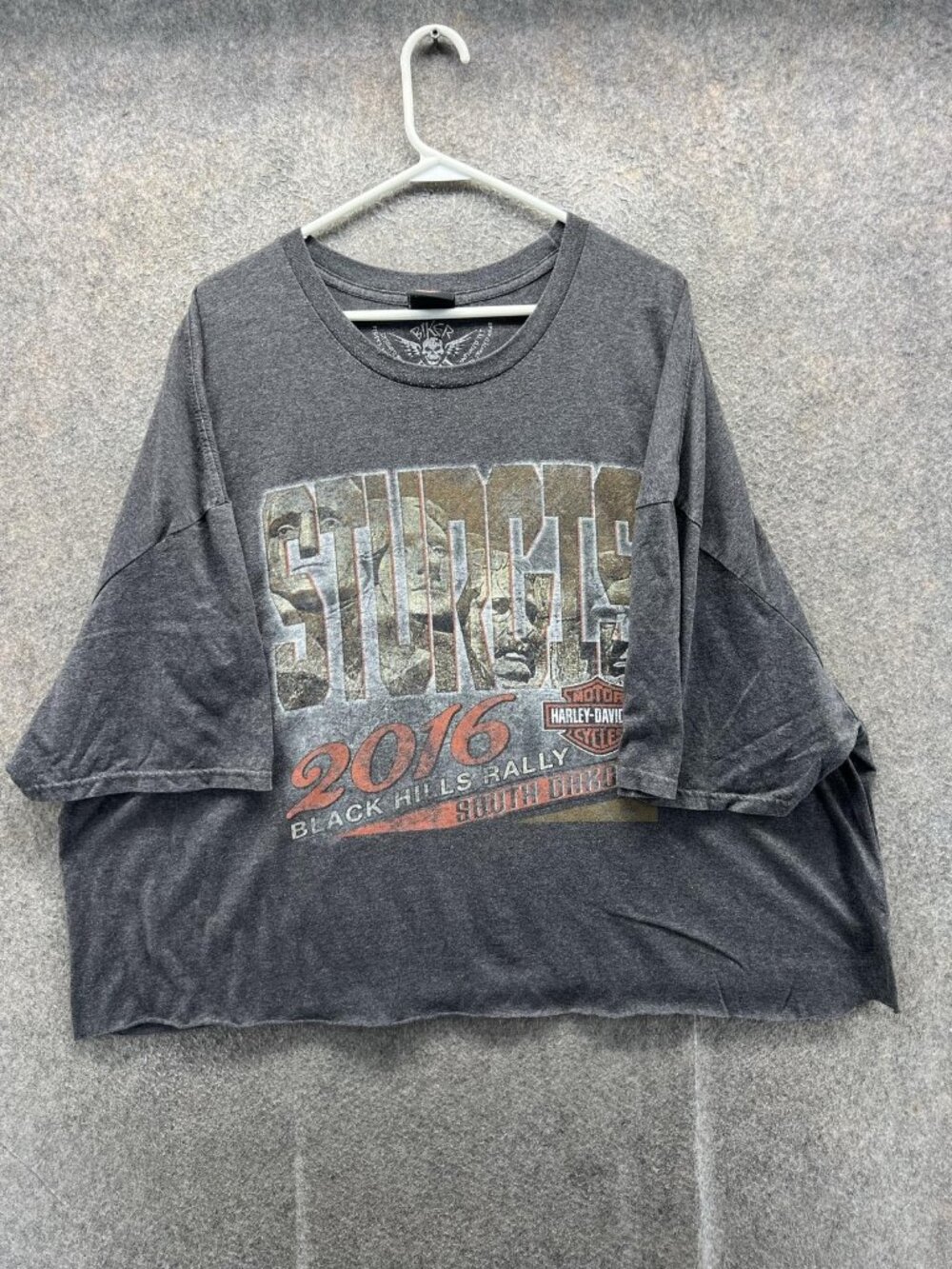Vintage Harley Davidson Shirt Mens 2XL Gray Sturgis 2016 Rally Tee Biker Cropped